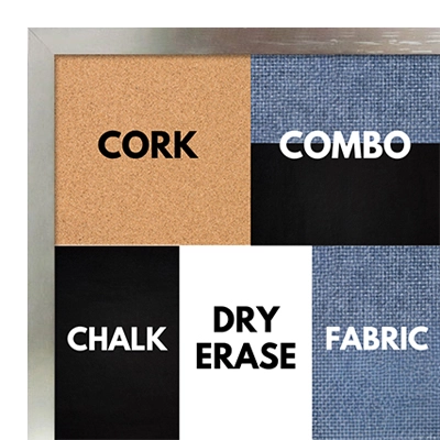 BB1540-02 Thin Metal Polished Nickel Look Custom Cork Chalk or Dry Erase Board Small To Large