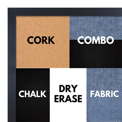 BB1540-03 Thin Metal Matte Black Custom Cork Chalk or Dry Erase Board Small To Large
