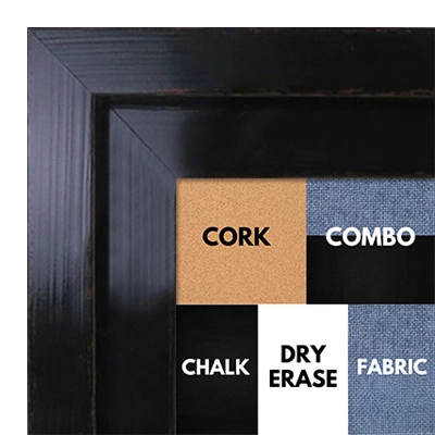 BB1568-3 Glossy Distressed Black - Extra Large Custom Cork Chalk or Dry Erase Board