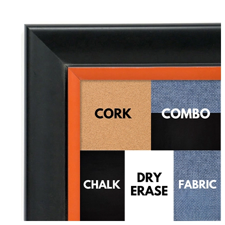 BB1690-3 | Black / Orange | Custom Cork Bulletin Board | Custom White Dry Erase Board | Custom Chalk Board