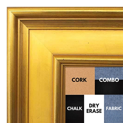 BB1965-1 Extra Large Distressed Gold 3 1/4" Wide Custom Wall Board- Cork Chalk Dry Erase