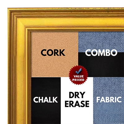BB1965-5 Small Distressed Gold 1" Wide Custom Wall Board-Cork Chalk Dry Erase