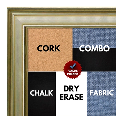 BB1966-5 Small Distressed Silver 1 9/16" Wide Custom Mirror- Cork Chalk Dry Erase