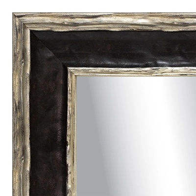 MR1924-2 Sculptured Silver and Black Panel Scoop with Lip  Custom Mirror